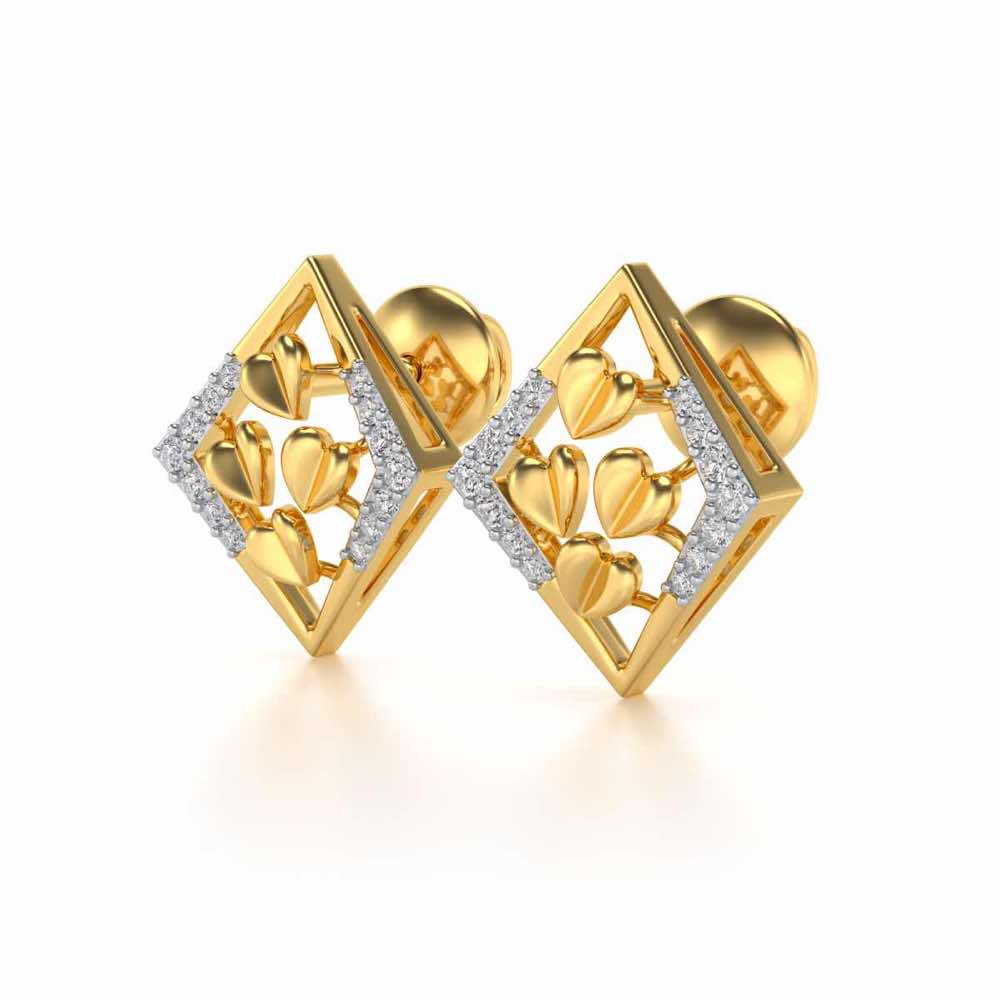 Bundle of Hearts Silver Studs - Yellow Gold - Image 3
