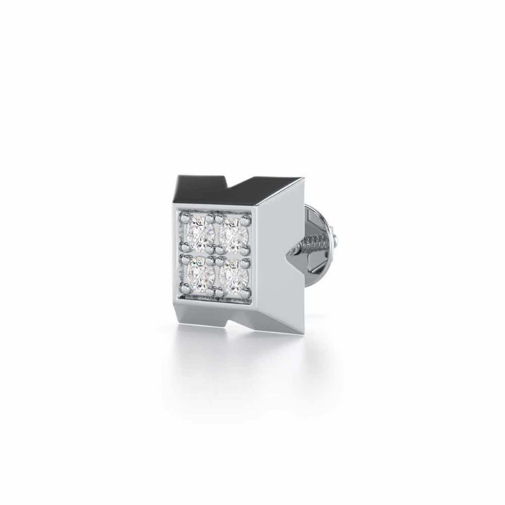 Burly Silver Men Stud - White Gold - Image 3