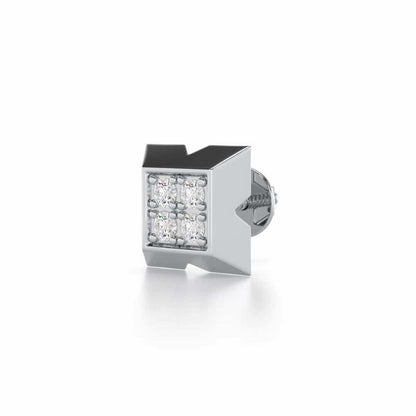 Burly Silver Men Stud - White Gold - Image 3