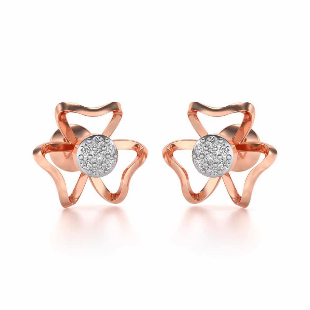 Butterfly Bloom Silver Earrings - Rose Gold - Image 2