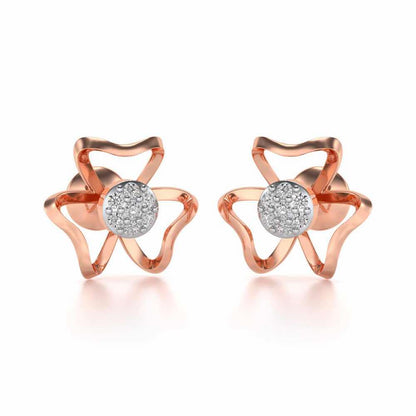 Butterfly Bloom Silver Earrings - Rose Gold - Image 2