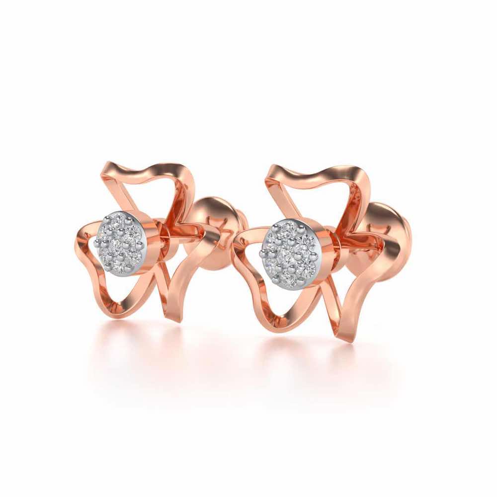 Butterfly Bloom Silver Earrings - Rose Gold - Image 3