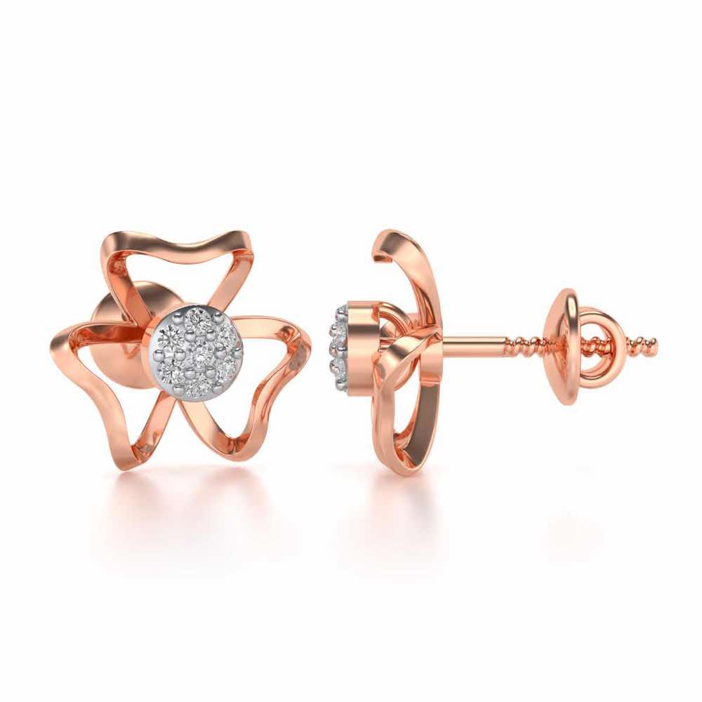 Butterfly Bloom Silver Earrings - Rose Gold - Image 4