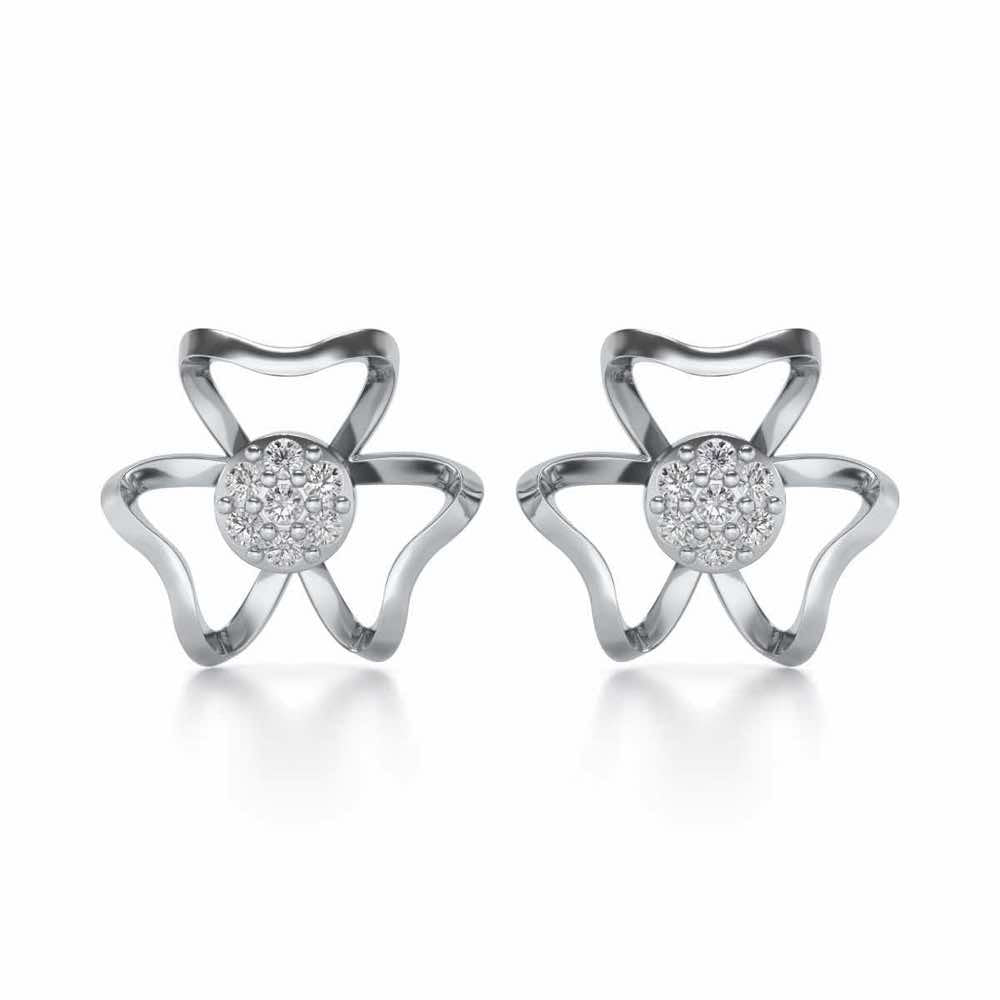 Butterfly Bloom Silver Earrings - White Gold - Image 1