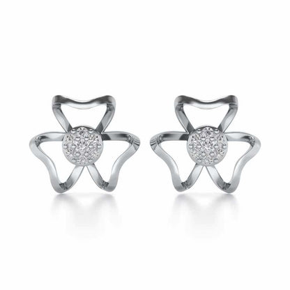 Butterfly Bloom Silver Earrings - White Gold - Image 1