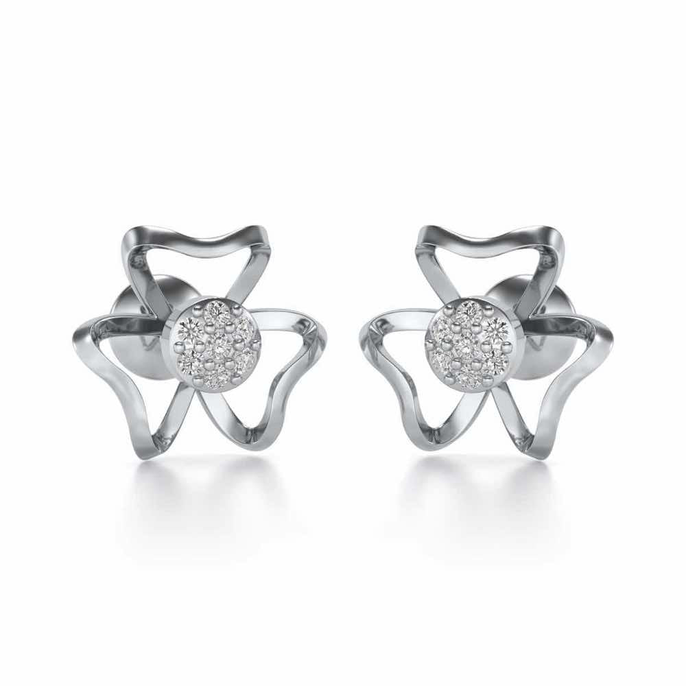 Butterfly Bloom Silver Earrings - White Gold - Image 2