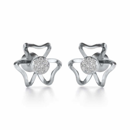 Butterfly Bloom Silver Earrings - White Gold - Image 2