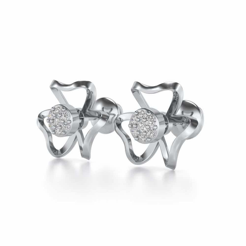 Butterfly Bloom Silver Earrings - White Gold - Image 3