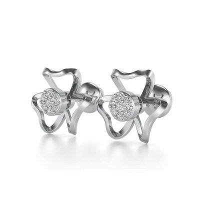 Butterfly Bloom Silver Earrings - White Gold - Image 3