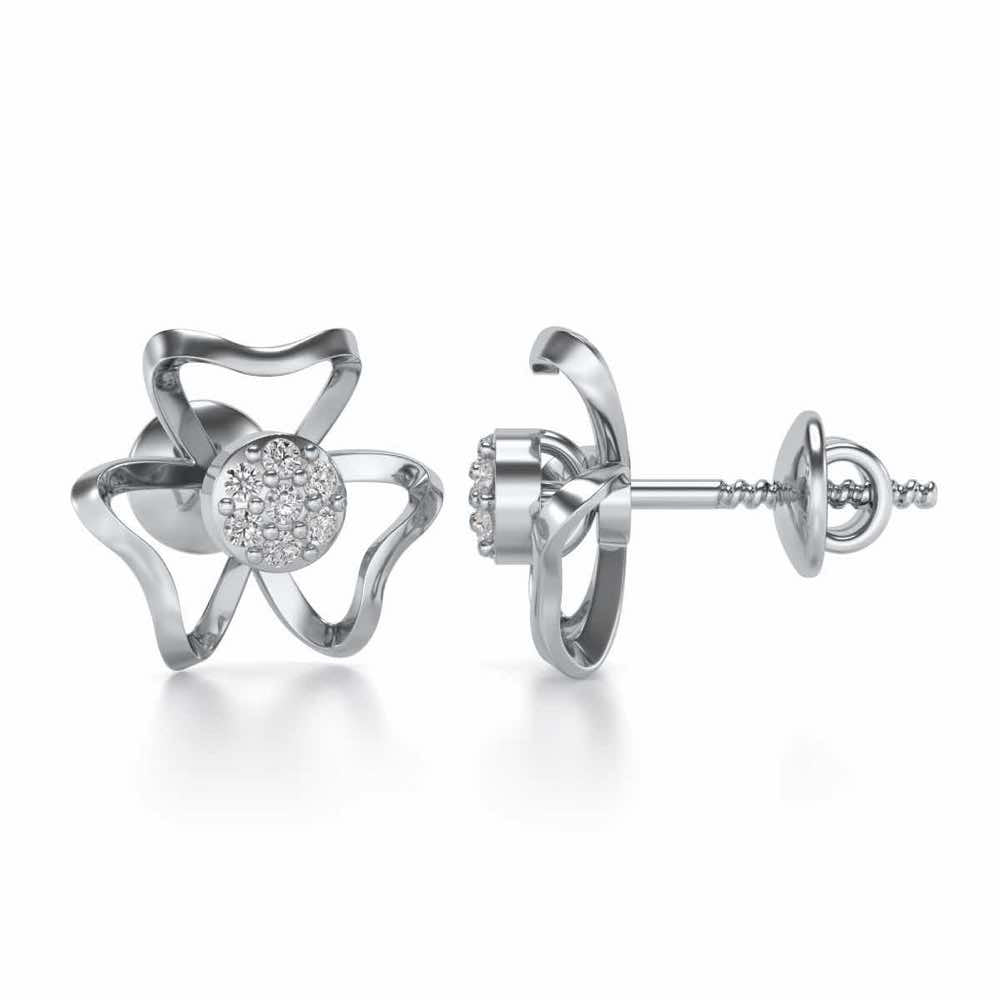 Butterfly Bloom Silver Earrings - White Gold - Image 4