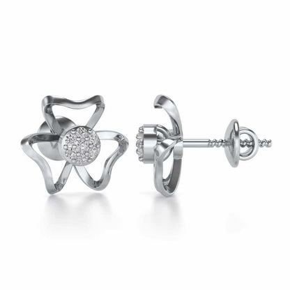 Butterfly Bloom Silver Earrings - White Gold - Image 4