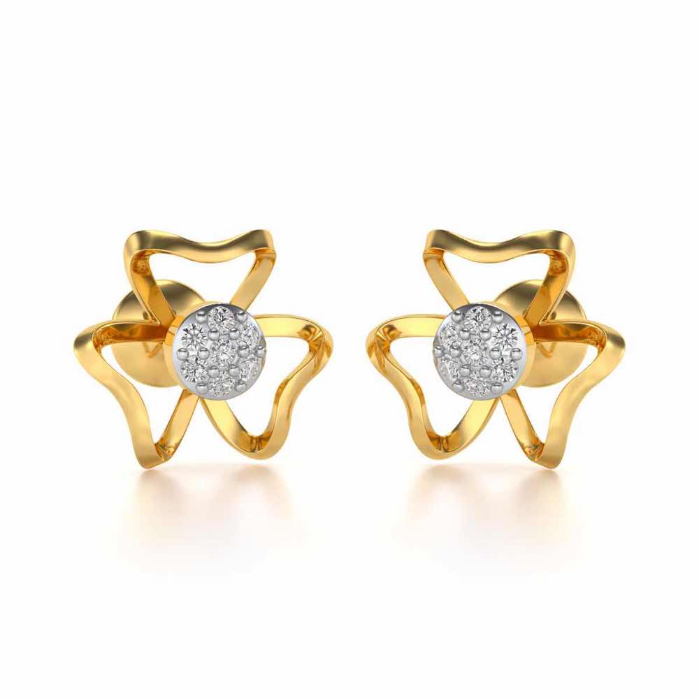 Butterfly Bloom Silver Earrings - Yellow Gold - Image 2