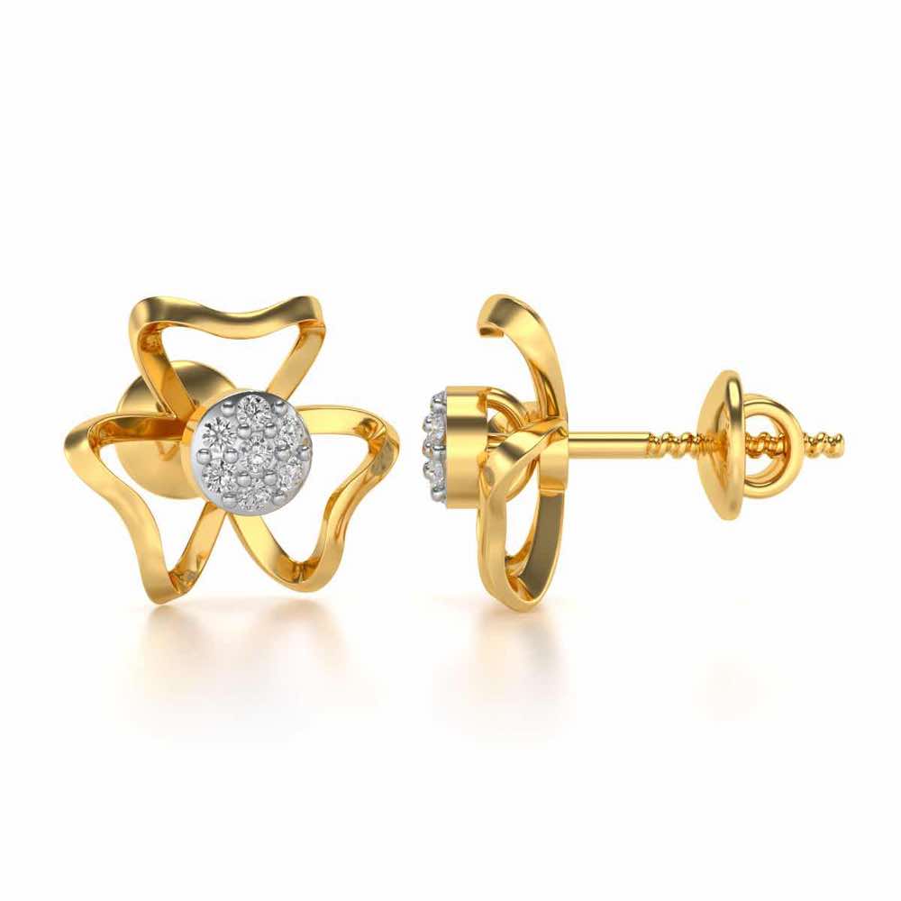 Butterfly Bloom Silver Earrings - Yellow Gold - Image 4