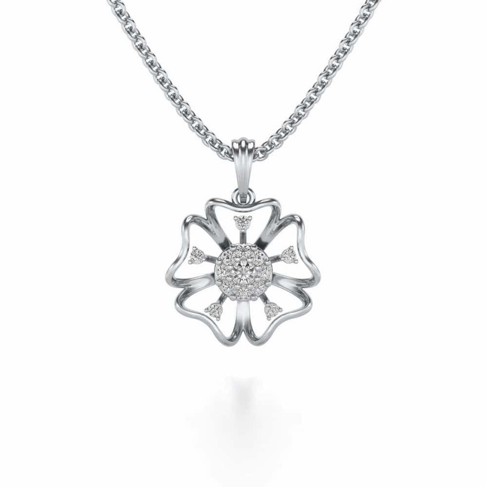Butterfly Bloom Silver Pendant - White Gold - Image 1