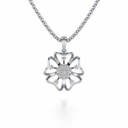 Butterfly Bloom Silver Pendant - White Gold - Image 1