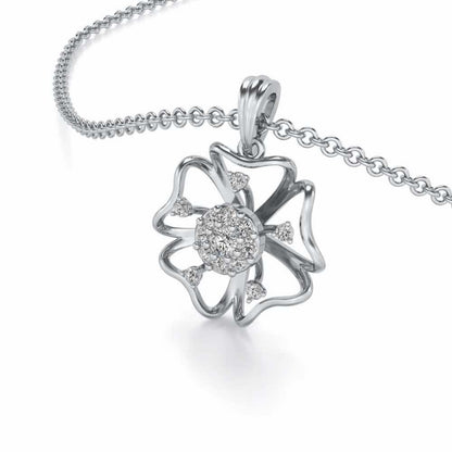 Butterfly Bloom Silver Pendant - White Gold - Image 2