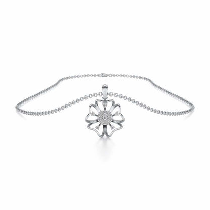 Butterfly Bloom Silver Pendant - White Gold - Image 3