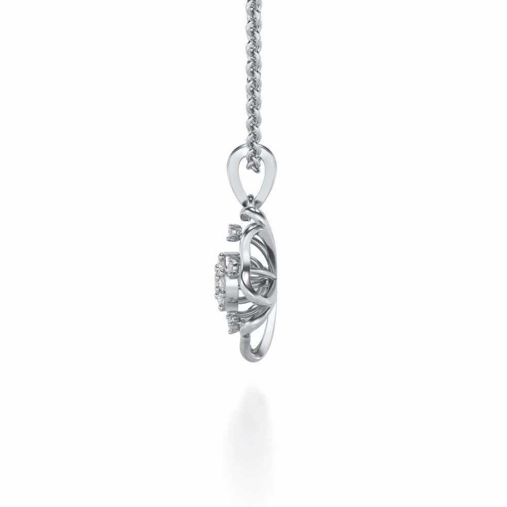 Butterfly Bloom Silver Pendant - White Gold - Image 4