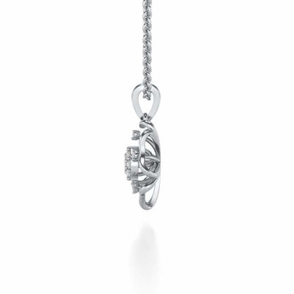 Butterfly Bloom Silver Pendant - White Gold - Image 4
