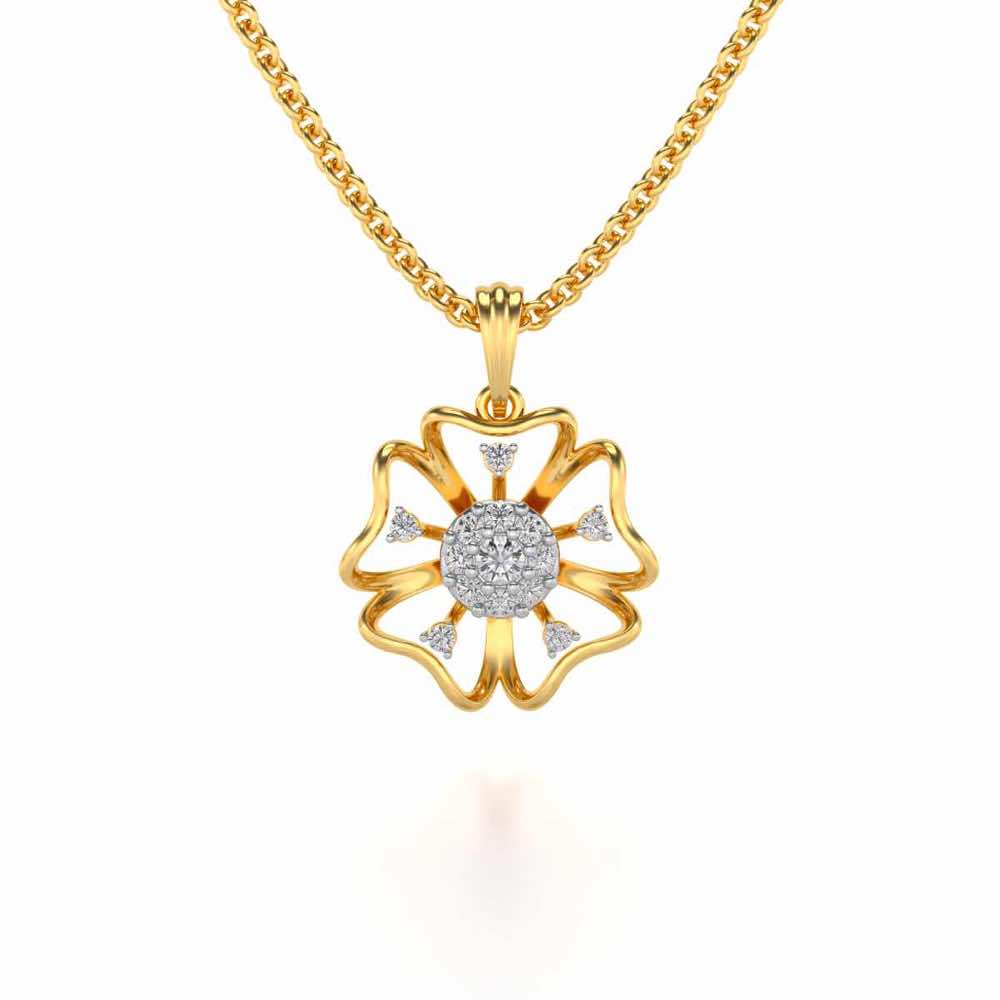 Butterfly Bloom Silver Pendant - Yellow Gold - Image 1