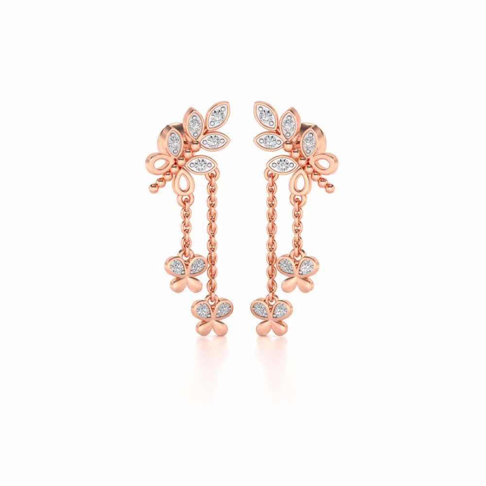 Butterfly Dangler Earrings - Rose Gold - Image 2