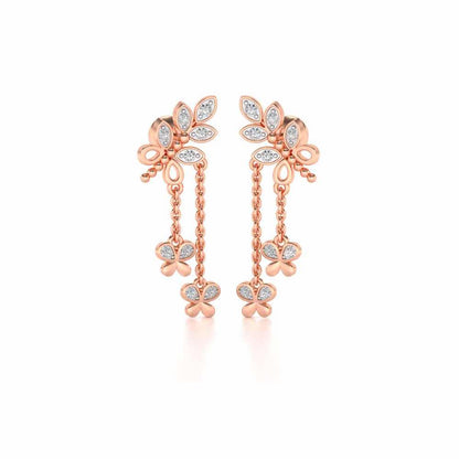 Butterfly Dangler Earrings - Rose Gold - Image 2