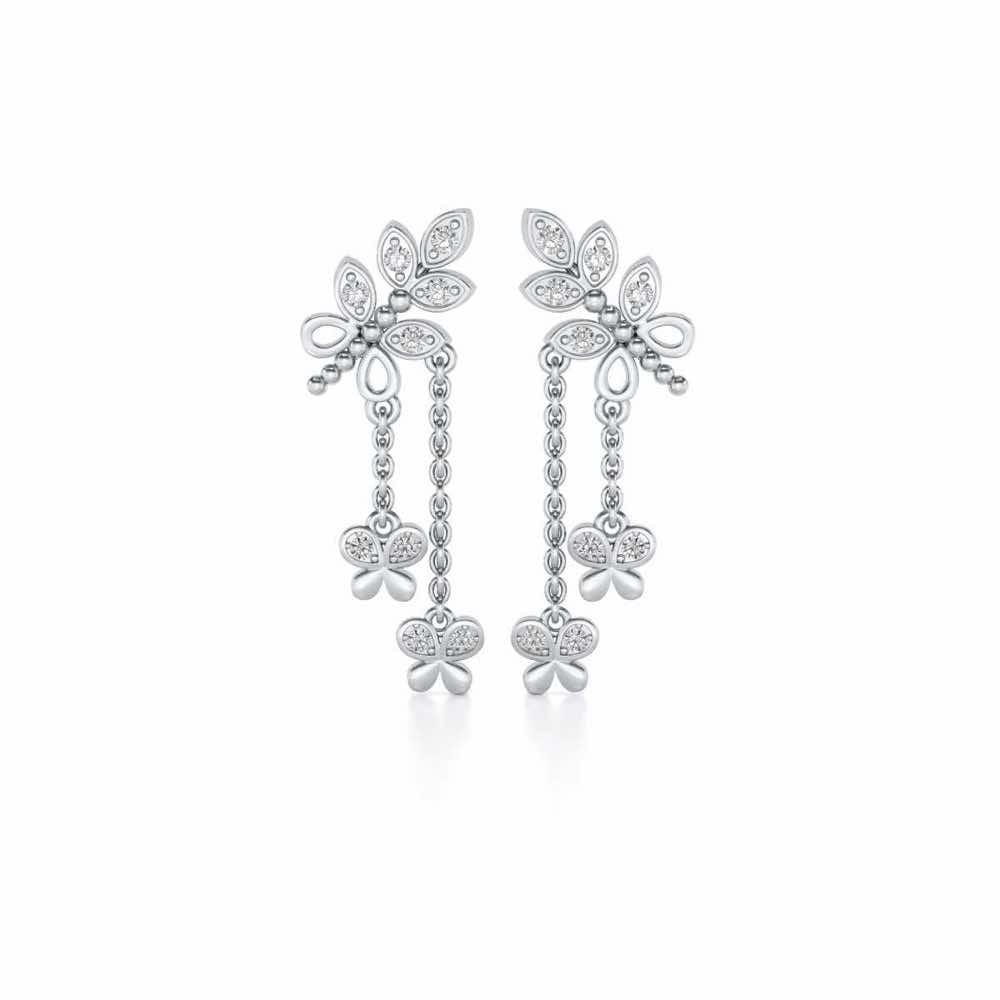 Butterfly Dangler Earrings - White Gold - Image 1