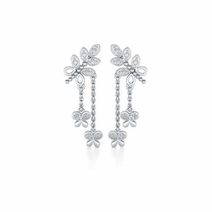 Butterfly Dangler Earrings - White Gold - Image 1