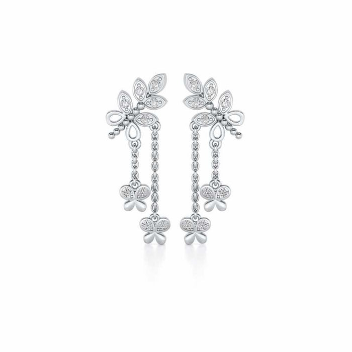 Butterfly Dangler Earrings - White Gold - Image 1