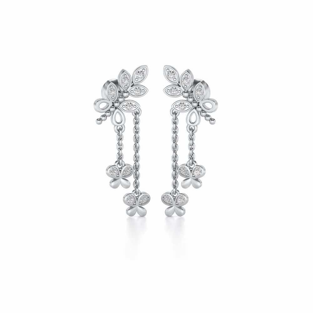Butterfly Dangler Earrings - White Gold - Image 2