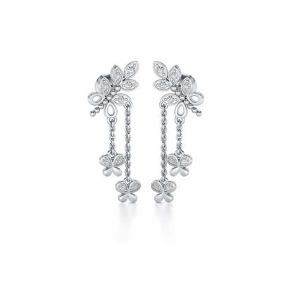 Butterfly Dangler Earrings - White Gold - Image 2
