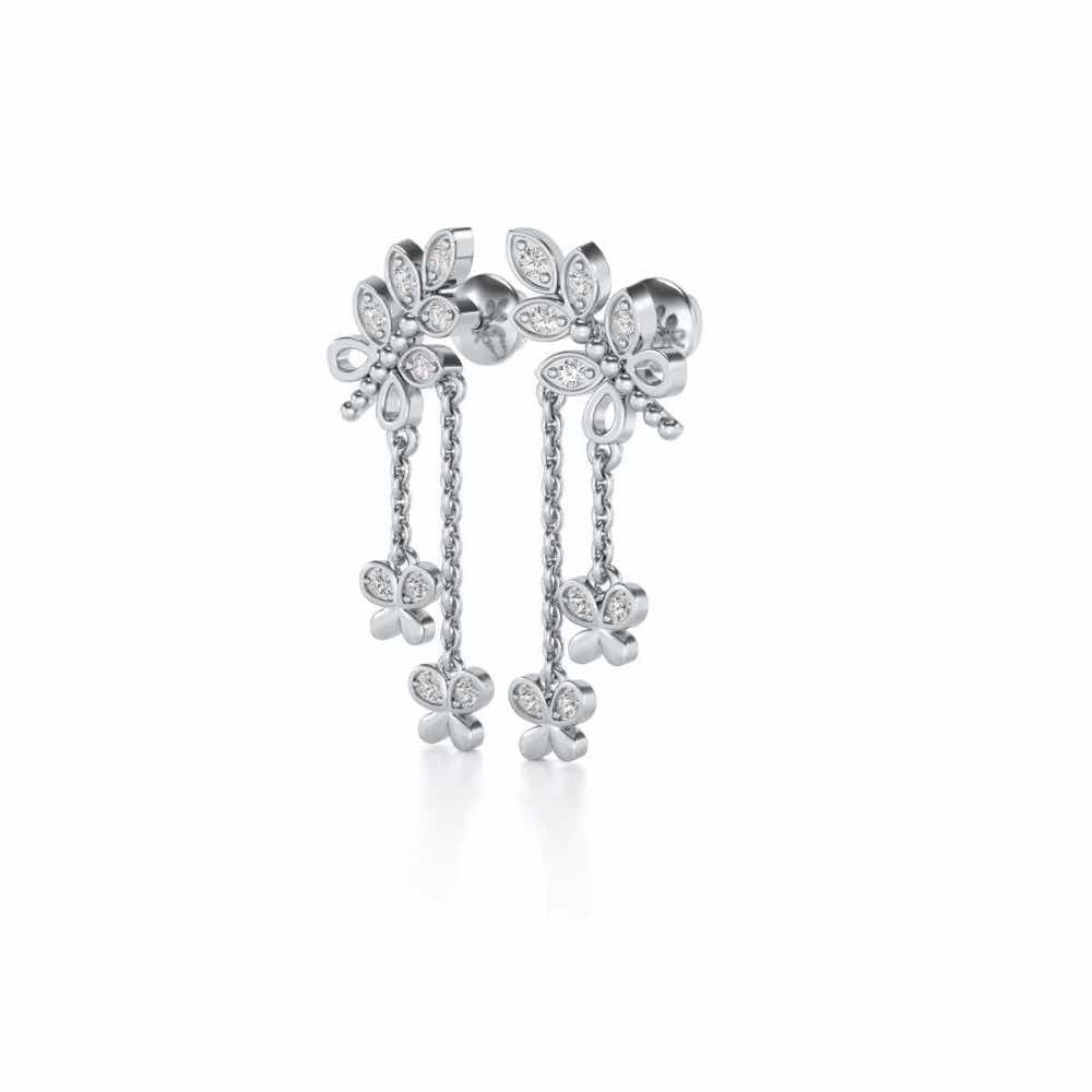 Butterfly Dangler Earrings - White Gold - Image 3