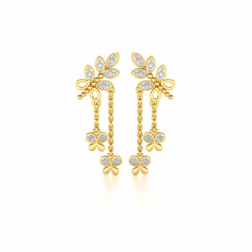 Butterfly Dangler Earrings - Yellow Gold - Image 1