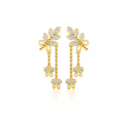 Butterfly Dangler Earrings - Yellow Gold - Image 1