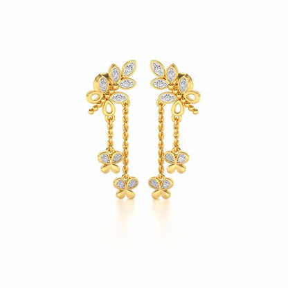 Butterfly Dangler Earrings - Yellow Gold - Image 2