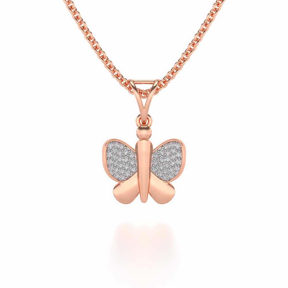 Butterfly Silver Pendant - Rose Gold - Image 1