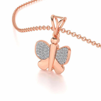 Butterfly Silver Pendant - Rose Gold - Image 2