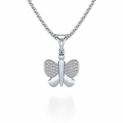 Butterfly Silver Pendant - White Gold - Image 1