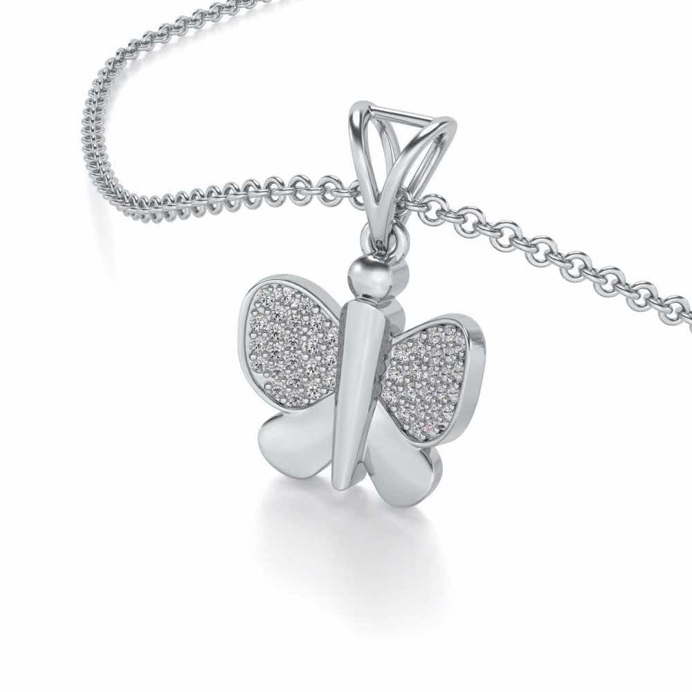 Butterfly Silver Pendant - White Gold - Image 2