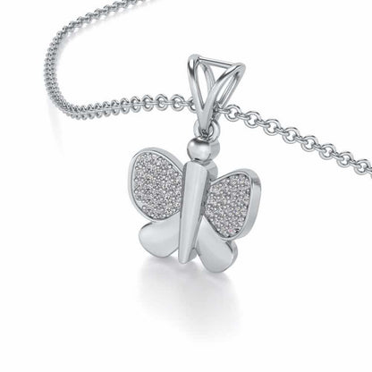 Butterfly Silver Pendant - White Gold - Image 2