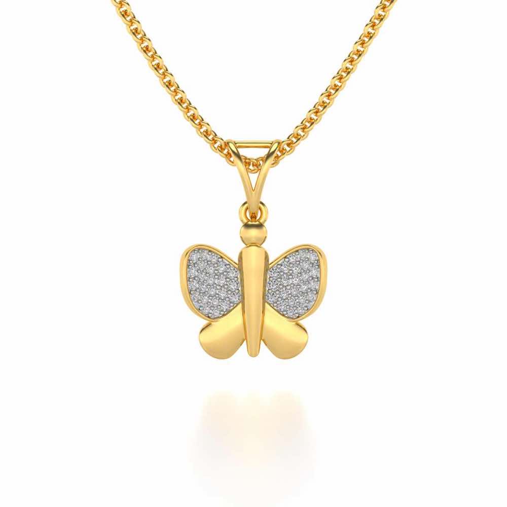 Butterfly Silver Pendant - Yellow Gold - Image 1