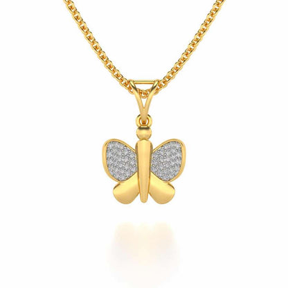 Butterfly Silver Pendant - Yellow Gold - Image 1