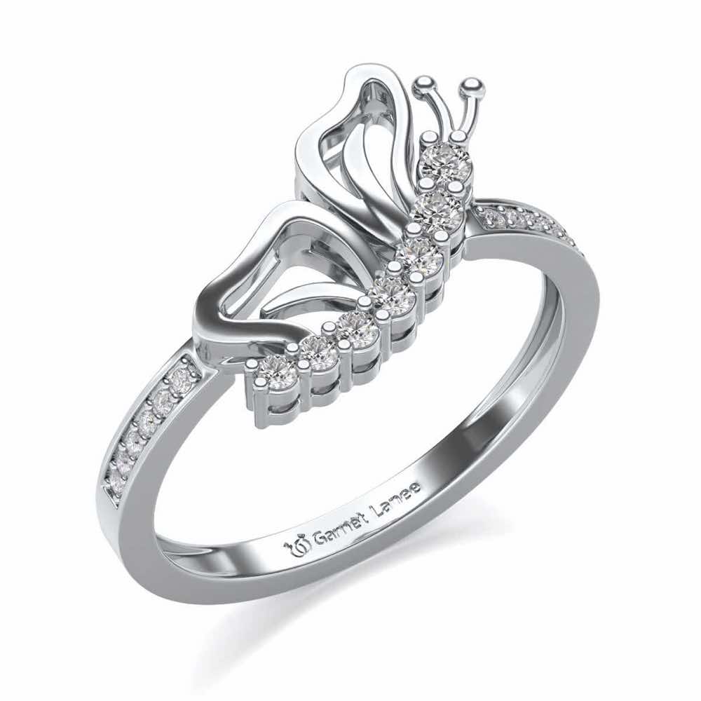 Butterfly High Silver Ring - White Gold - Image 1