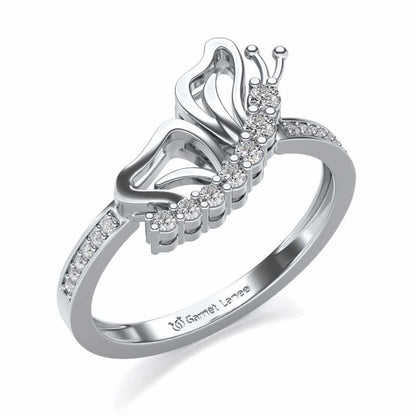 Butterfly High Silver Ring - White Gold - Image 1