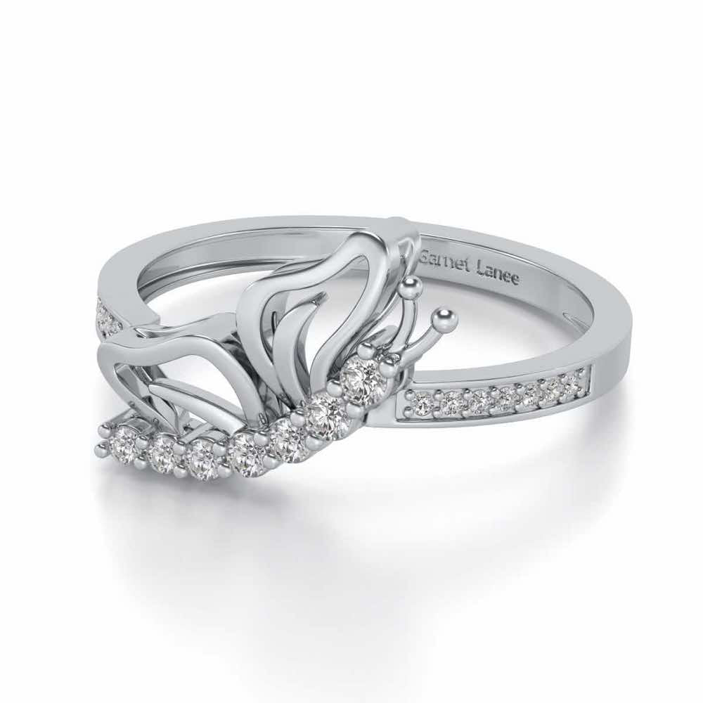 Butterfly High Silver Ring - White Gold - Image 2