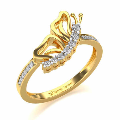 Butterfly High Silver Ring - Yellow Gold - Image 1