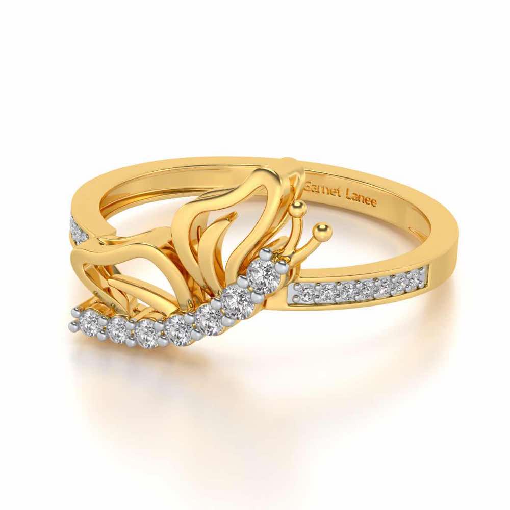 Butterfly High Silver Ring - Yellow Gold - Image 2