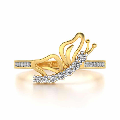 Butterfly High Silver Ring - Yellow Gold - Image 4