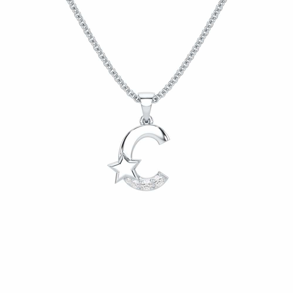 C-Glint Silver Pendant - White Gold - Image 1