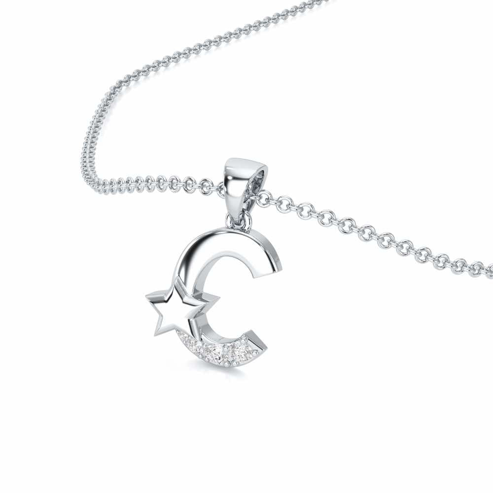C-Glint Silver Pendant - White Gold - Image 2